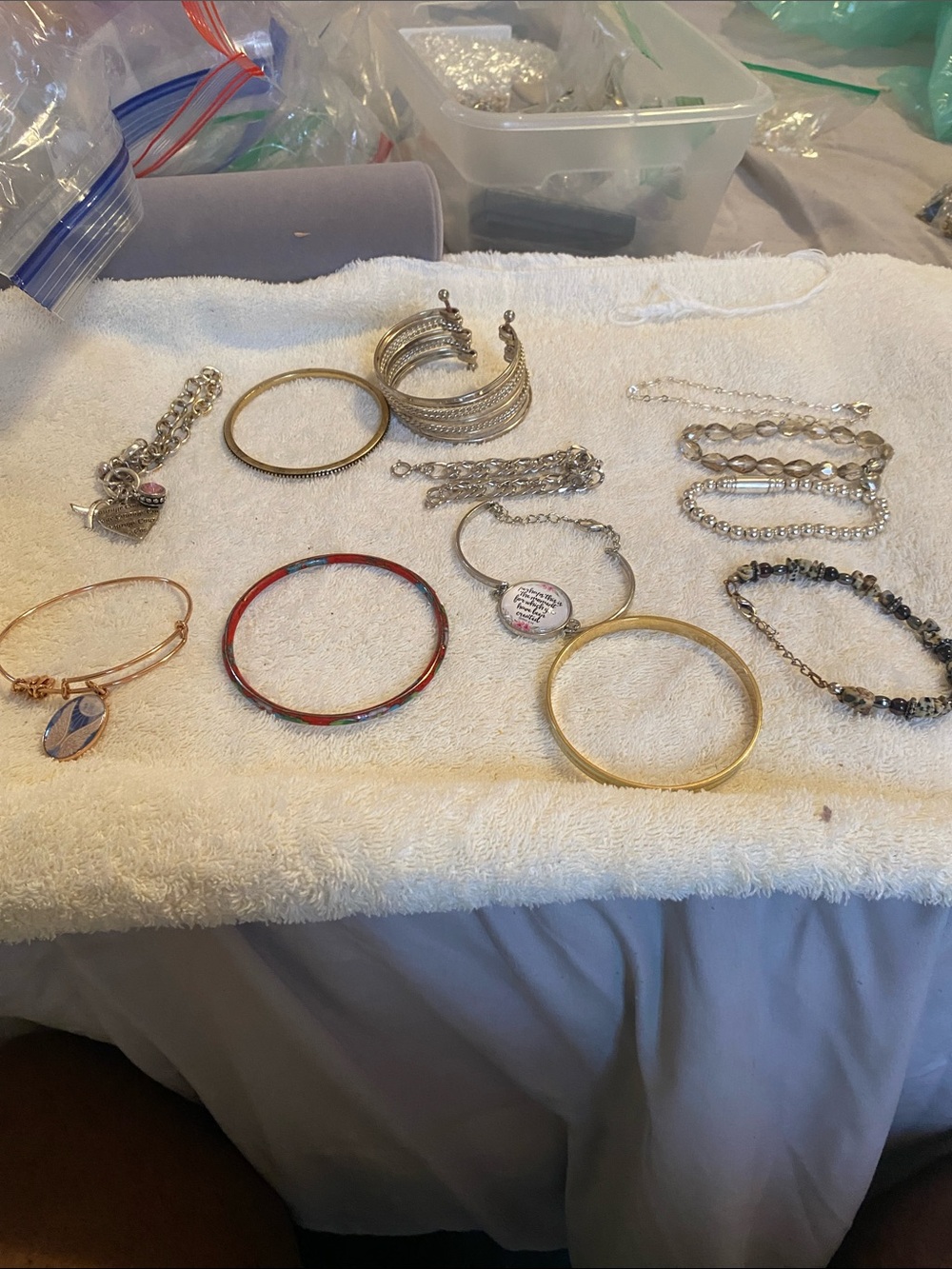 Mixed Metal and Red Accent Women’s Bracelet Set